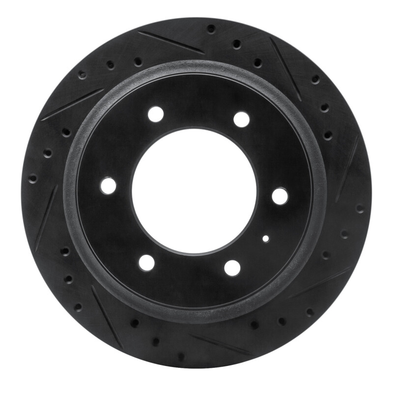 Acura SLX Brake Rotor (1) - Rear Right - R1 Concepts - Drilled & Slotted - Black - `92-`04